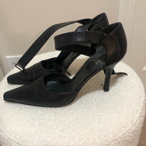 Stuart Weitzman black strappy ankle heels - Picture 4 of 5